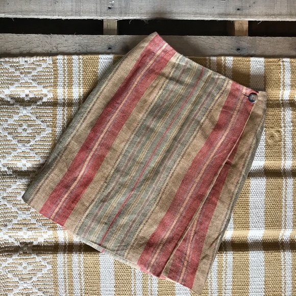 Vintage Dresses & Skirts - Vintage Liz Caliborne striped linen wrap skirt